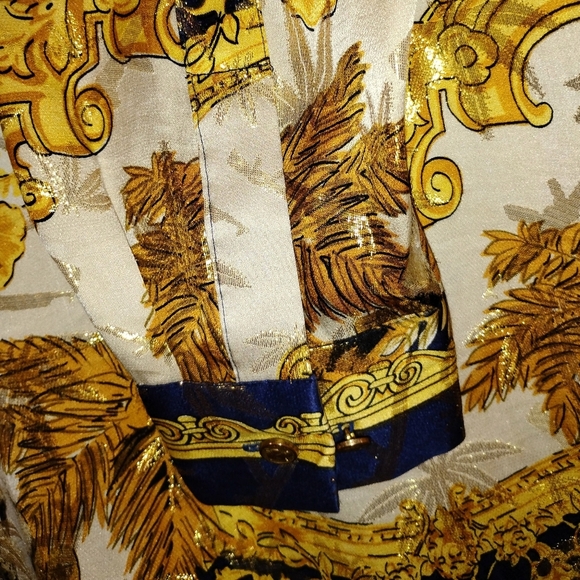 SILK GOLD METALLIC FLORAL SAFARI THEME SHIRT - Picture 4 of 12